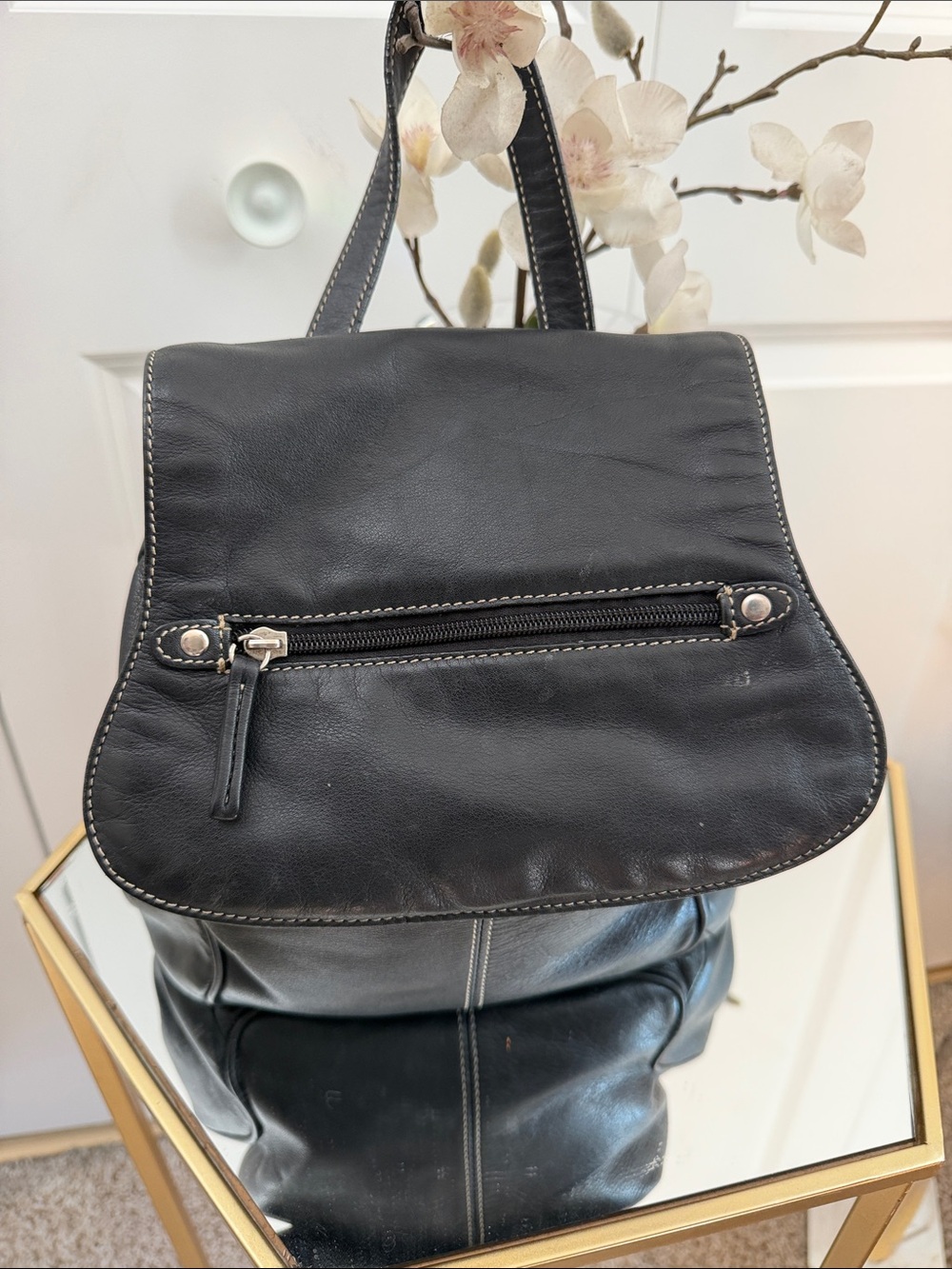 Black Tiganello Leather Women's Backpack Purse